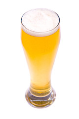 Glass of beer on a white background