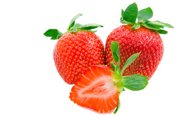 Strawberries isolated over white background, studio shot