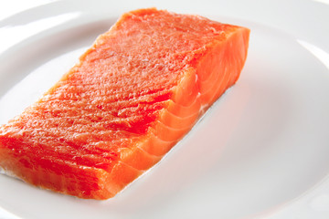 smoked salmon on white plate