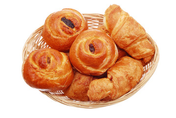 The fresh buns on white
