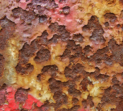 Orange Brown Red Rusty Metal Surface With Spraypaint Mark