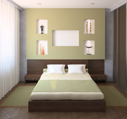 Interior of modern bedroom.
