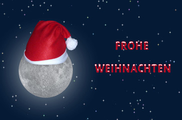 Mond mit Weihnachtsmütze