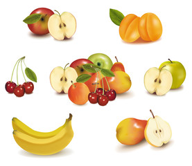 Big group of sweet fruit. Vector.