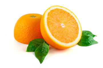 Arrangement of orange on a white background