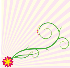Background with flower and green currvess as sprout