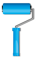 Blue paint roller brush, vector illustration