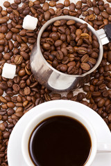 Fototapeta premium silver pot and cup of coffee