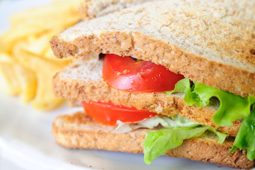 Sandwich with chicken and lettuce
