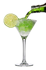 Cocktail with crushed ice and lime
