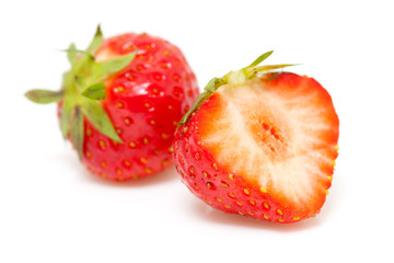 fresh strawberries over white background