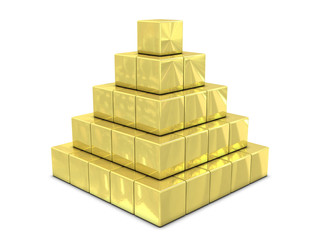Naklejka premium Pyramid from boxes gold