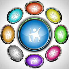 Little man. Vector internet buttons. 8 different projections.