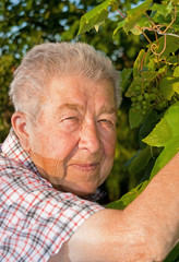 Aktiver Rentner im Garten