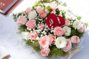 wedding rings in flowers