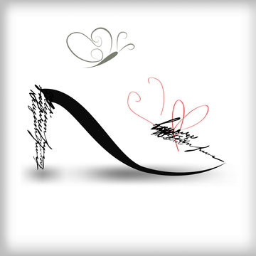 Stylized shoe silhouette with butterfly