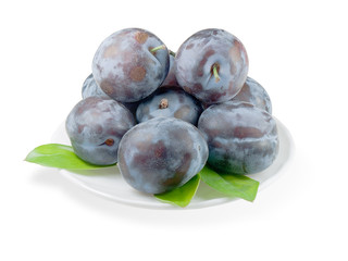 Plums on a white background