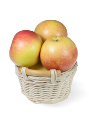 Apples in a basket on a white background