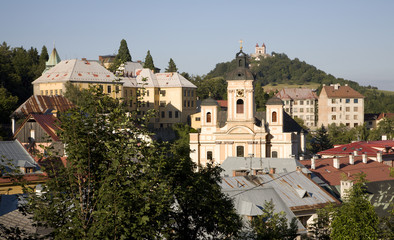 Fototapeta na wymiar Banska Stiavnica - parish church and the calvary