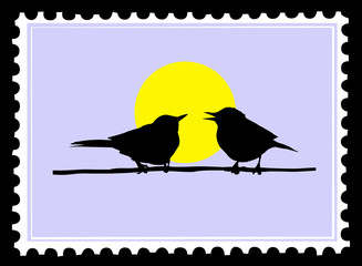 postage stamps on black background