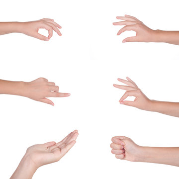 Hand gestures set, isolated on white