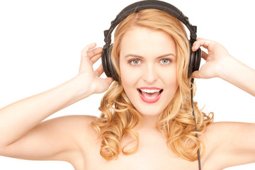 Fototapeta premium happy woman in headphones