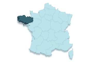 région bretagne sur france 3D, ombrée, détourée