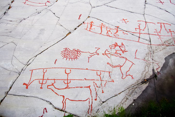 ancient rock carvings (petroglyphs) in Alta, Norway