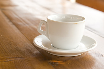 coffee cup on wooden table