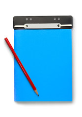 Notepad and pencil isolated on the white background