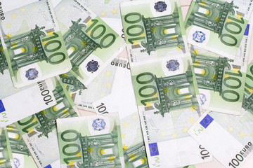 Obraz na płótnie Canvas many 100 euro banknotes