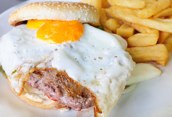 American cheese burger with French-fries