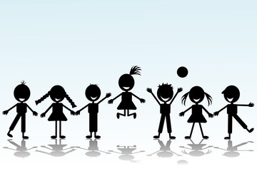 Black smiling children silhouettes