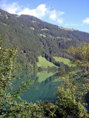 Fototapeta na wymiar Wasserspiegelung, Naturstausse Lungern