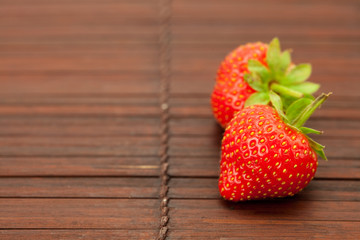 Strawberries on a bamboo mat