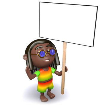 Rastafaria holds a placard