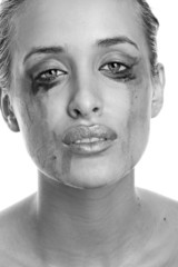 Crying woman with flowing make-up (monochrome)