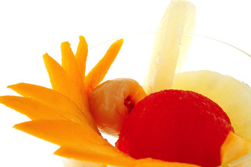 Fototapeta na wymiar exotic tropical fruits in glass