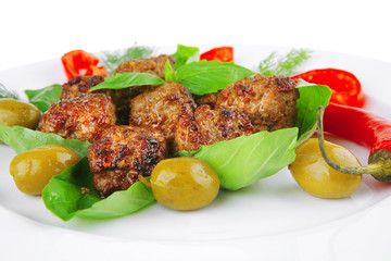 beef meatballs on basil