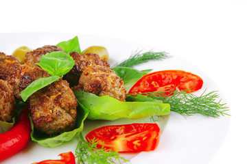 meatballs and vegetables