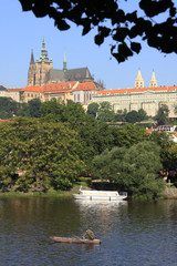 Prague summer gothic Castle with the Charles Bridge