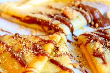 pancakes with chocolate sprinkles and topping