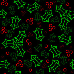 Seamless neon holly background