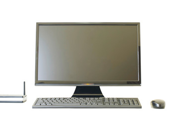Isolated Monitor keyboard, wireless station and mouse