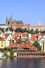 Fototapeta premium The View on summer Prague gothic Castle above River Vltava