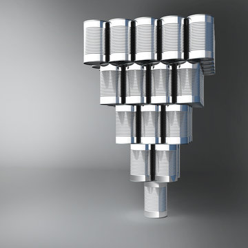 Pyramide aus Konservendosen