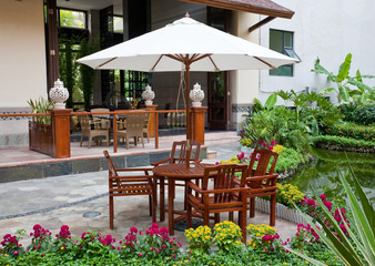 Patio with table and chairs