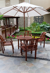 patio with table and chair