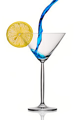 blue cocktail isolated on white background