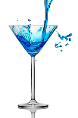 blue cocktail isolated on white background